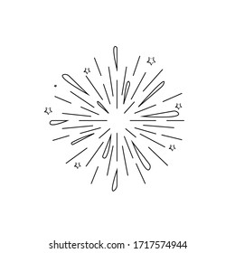 Sunburst doodle. Hand drawn star burst explosion. Illustrated Design Element.