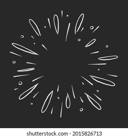 Sunburst doodle illustration. Star burst hand drawn linear explosion. Handmade Design elements.