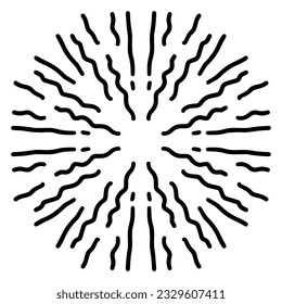 Sunburst doodle line art hand drawing