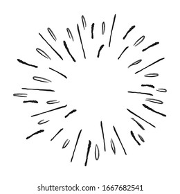 Sunburst doodle. Star burst hand drawn radial lines. 