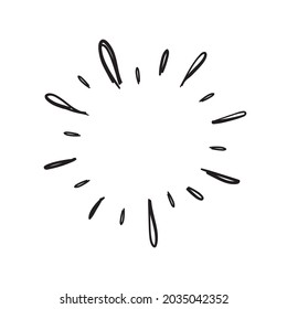 Sunburst doodle. Star, firework explosion. Hand drawn vector Illustration.