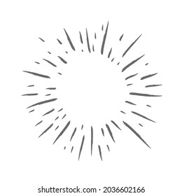Sunburst doodle. Star, firework explosion. Hand drawn vector Illustration.