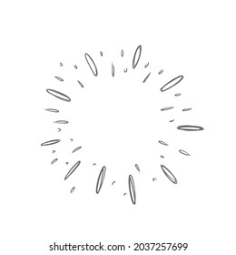 Sunburst doodle. Star, firework explosion. Hand drawn vector Illustration.