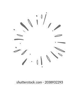 Sunburst doodle. Star, firework explosion. Hand drawn vector Illustration.