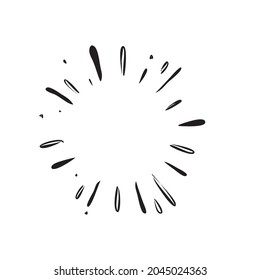 Sunburst doodle. Star, firework explosion. Hand drawn vector Illustration.