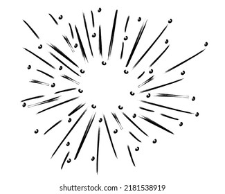 Sunburst doodle. Starburst, hand drawn radial lines