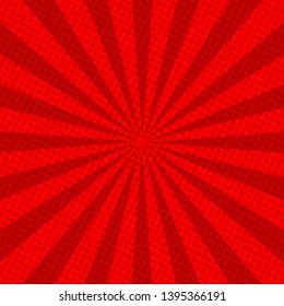 Sunburst With Dot Patterns For Pop Art Concept Background Vector Illustration 