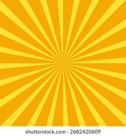 Efecto Sunburst con líneas radiantes en estilo cómico de dibujos animados de Ilustración vectorial naranja y amarilla