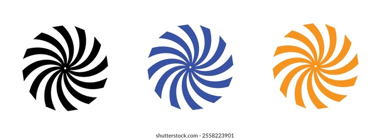 Sunburst element collection. Radial stripes black and white background with place for your text. Retro sunburst icon design set. Vector illustration.