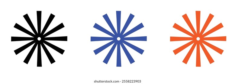 Sunburst element collection. Radial stripes black and white background with place for your text. Retro sunburst icon design set. Vector illustration.