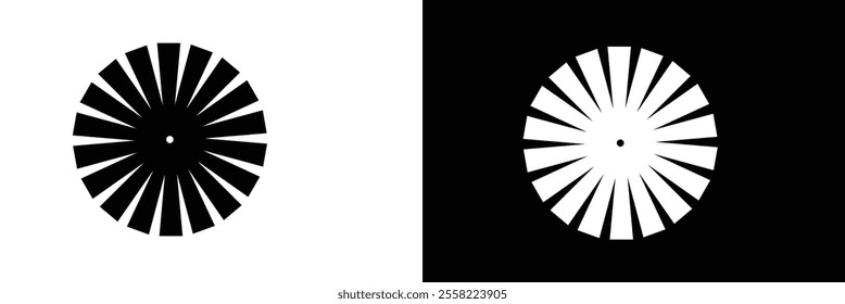 Sunburst element collection. Radial stripes black and white background with place for your text. Retro sunburst icon design set. Vector illustration.