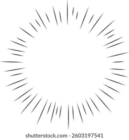 Sunburst, element. Radial, radiating lines. Circular, concentric lines