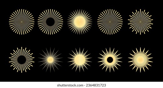 Sunburst element. Radial stripes background. Sunburst icon collection. Retro sunburst design. Vector illustration.