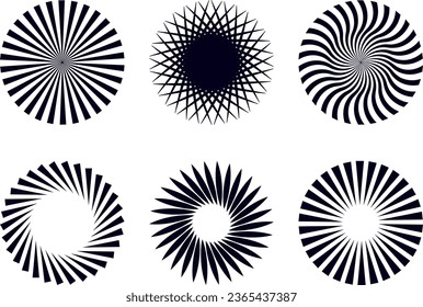 Sunburst element. Radial stripes background. Sunburst icon collection. Retro sunburst design. Vector illustration.