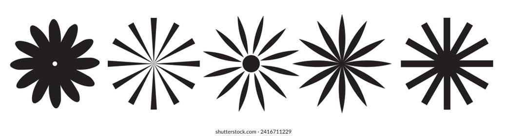 Sonnenbrand-Element. Radiale Streifen auf Hintergrund. Kollektion von Sunburst Icon. Retro-Design für Sonnenbrand. Vektorgrafik.