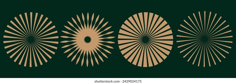  Elemento Sunburst. Fondo de rayas radiales. Colección de iconos Sunburst. Diseño retro sunburst. Ilustración vectorial.