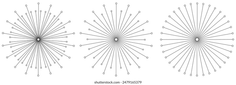 Elemento Sunburst. Fondo de rayas radiales. Colección de iconos de Sunburst. Diseño retro sunburst. Ilustración vectorial. Fondo Abstractas del Vector del círculo de la línea.