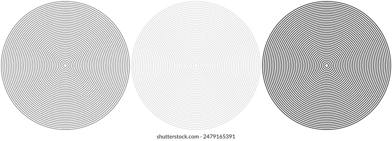 Elemento Sunburst. Fondo de rayas radiales. Colección de iconos de Sunburst. Diseño retro sunburst. Ilustración vectorial. Fondo Abstractas del Vector del círculo de la línea.