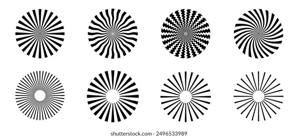 Elemento Sunburst. Fondo de rayas radiales. Diseño retro sunburst. Ilustración vectorial.