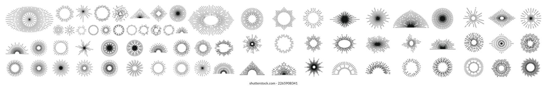 Sonnenstrahlen-Element, Radialstreifen oder sonnenbefleckte Hintergründe