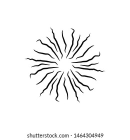 Sunburst, explosion effect, vintage doodles isolated on white background EPS Vector