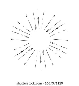 Sunburst, explosion effect, vintage doodles isolated on white background EPS Vector
