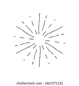 Sunburst, explosion effect, vintage doodles isolated on white background EPS Vector
