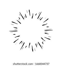 Sunburst, explosion effect, vintage doodles isolated on white background EPS Vector
