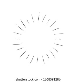 Resplandor de sol, efecto de explosión, doodles vintados aislados en el vector EPS de fondo blanco
