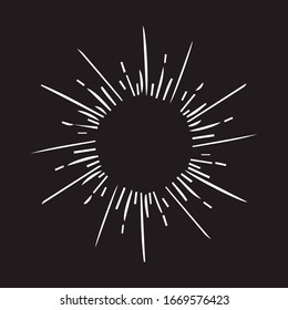 Desbordamiento de sol, efecto de explosión, doodles vintados Vector EPS