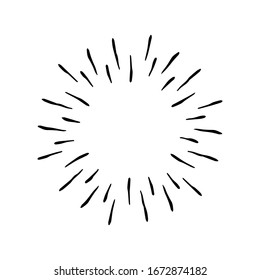 Resplandor de sol, efecto de explosión, doodles vintados aislados en el vector EPS de fondo blanco