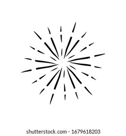 Sunburst, explosion effect, vintage doodles isolated on white background EPS Vector
