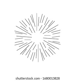 Resplandor de sol, efecto de explosión, doodles vintados aislados en el vector EPS de fondo blanco