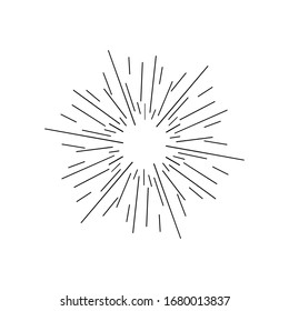 Sonnenbrand, Explosionseffekt, Vintage-Doodles einzeln auf weißem Hintergrund EPS-Vektorillustration