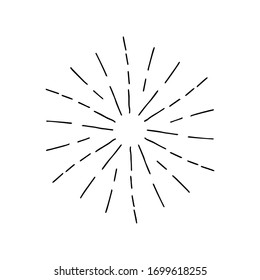 Sunburst, explosion effect, vintage doodles isolated on white background EPS Vector