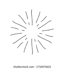 Sunburst, explosion effect, vintage doodles isolated on white background EPS Vector