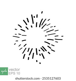 Sunburst explosie hand getekend. Vonk doodle, lijn, vuurwerk. Vector illustratie ontwerp geïsoleerd op witte achtergrond. EPS 10.