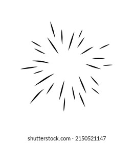 La explosión de la explosión del sol brilla y resplandece el elemento de marco en el estilo de dibujo del doodle. Giro de centelleo de círculo dibujado a mano, borde de estrella. Ilustración vectorial sobre fondo blanco.