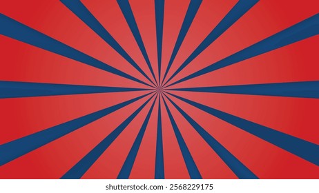 Sunburst festive background red and blue. Poster design for commercial promotion, advertising sales, shocking deals. 