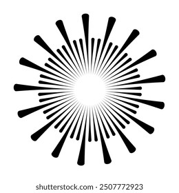 Sunburst firework explosion, bursting or light rays, linear drawing. Vector trendy hand drawn retro isolated design element