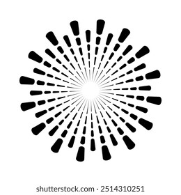 Sunburst firework explosion, bursting or light rays, linear drawing. Vector trendy hand drawn retro isolated design element