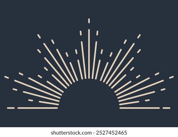 Sonnenbrand Feuerwerk Explosion, Bersten oder Lichtstrahlen, lineare Zeichnung. Vektor trendy handgezeichnete Retro-isolierte Design-Element