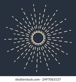 Sunburst firework explosion. Retro hand drawn sparkle. Bursting or light rays, linear drawing. Vector trendy hand drawn retro isolated design element