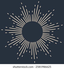Sunburst firework explosion. Retro hand drawn sparkle. Bursting or light rays, linear drawing. Vector trendy hand drawn retro isolated design element