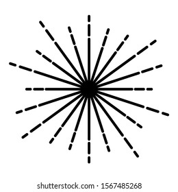 Sunburst Fireworks rays Radial ray Beam lines Sparkle Glaze Flare Starburst concentric radiance lines icon black color vector illustration flat style image icon black color