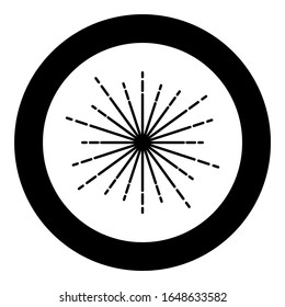 Sunburst Fireworks rays Radial ray Beam lines Sparkle Glaze Flare Starburst concentric radiance lines icon in circle round black color vector illustration flat style image