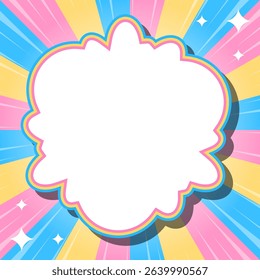Sunburst, Frame Background, Concentration Line, Sparkle Decoration, Pop Design, Cloud Frame, Square Size