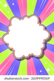 Sunburst, Frame Background, Concentration Line, Sparkle Decoration, Pop Design, Cloud Frame, Vertical