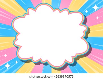 Sunburst, Frame Background, Concentration Line, Sparkle Decoration, Pop Design, Cloud Frame