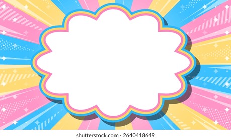 Sunburst, Frame Background, Concentration Line, Sparkle Decoration, Pop Design, Cloud Frame, Comic Style